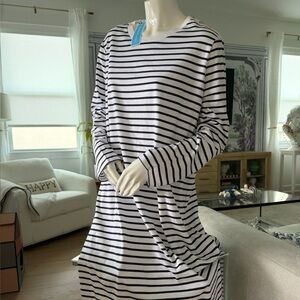 NWT Draper James XL cotton maxi tee dress with gold buttons